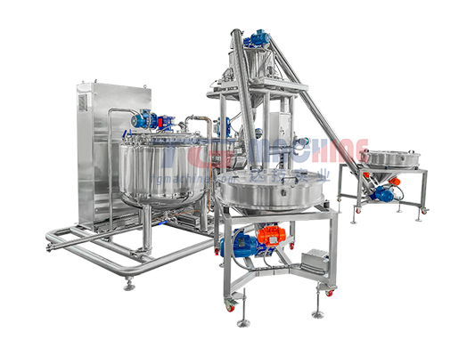 Dissolving and mixing unit with automatic weighing system