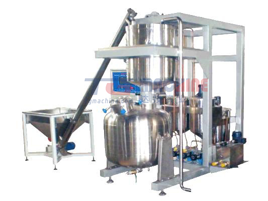 Dissolving and mixing unit with automatic weighing system
